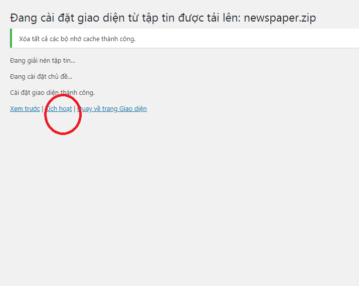 Hướng dẫn 2 cách cài đặt Theme WordPress giống demo cho Newbie 11 kích hoạt gia diện tải lên