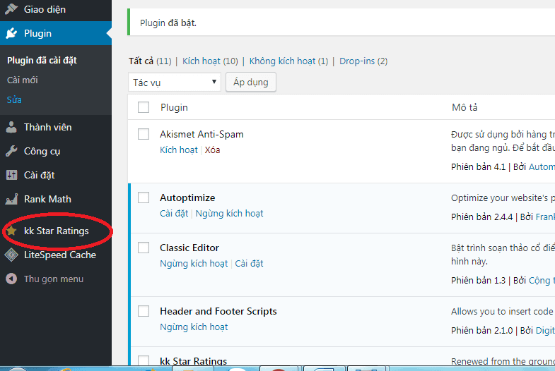 kích hoạt kk star ratings