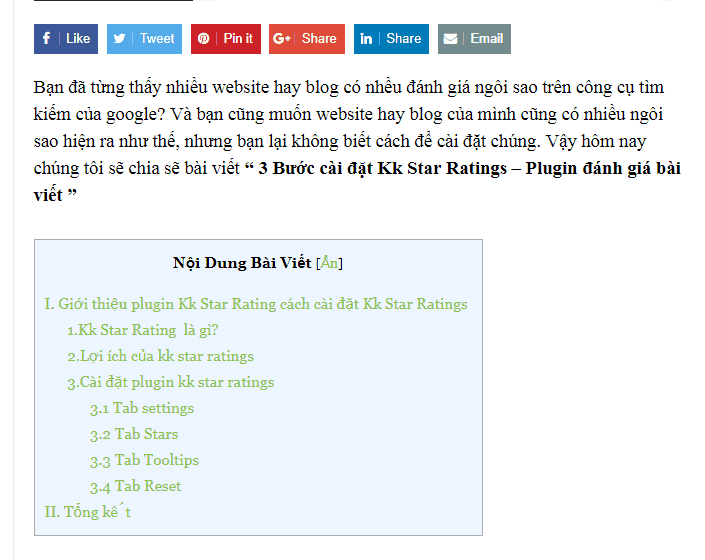 Table of contents plus: plugin tạo mục lục cho wordpress 5 kết quả sau khi sử dụng plugin TOC