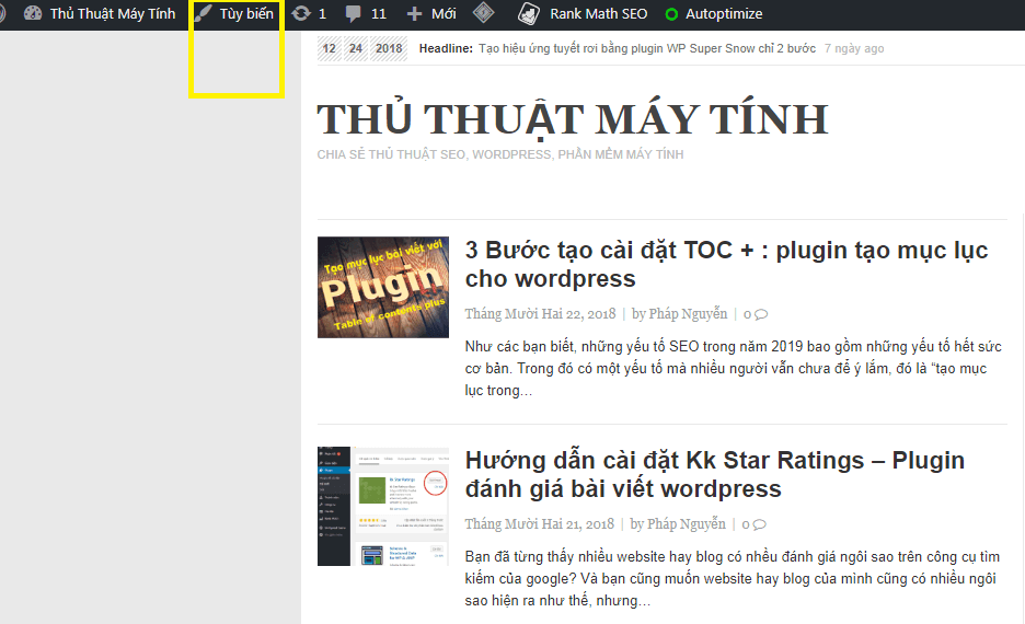Hướng dẫn 2 cách cài đặt Theme WordPress giống demo cho Newbie 14 Tùy biến website