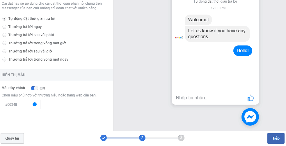 Tích hợp Facebook Chat vào Website WordPress với 7 bước 5 thiet lap doan chat voi khach hang