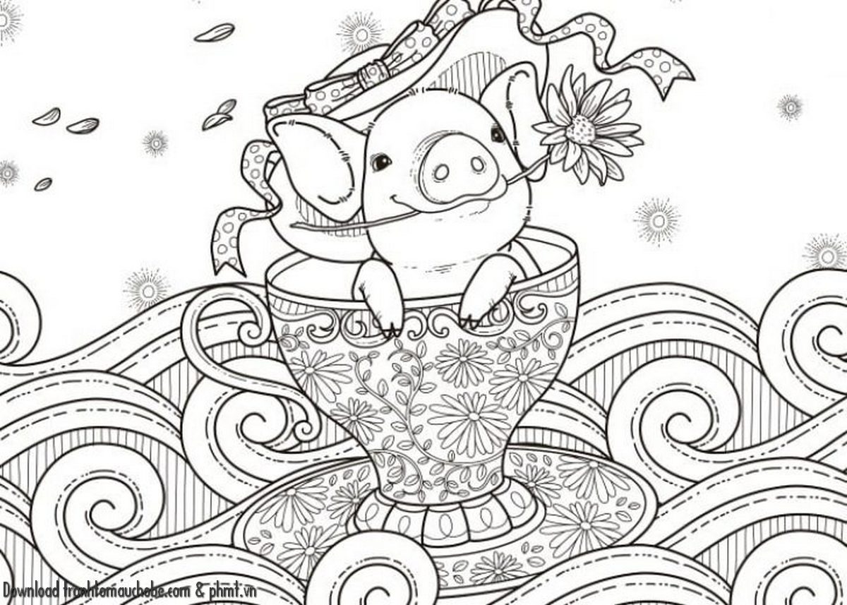 tranh to mau con heo ngo nghinh va de thuong 10