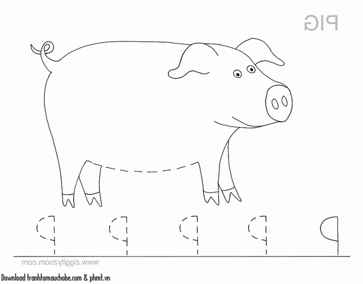 tranh to mau con heo ngo nghinh va de thuong 17