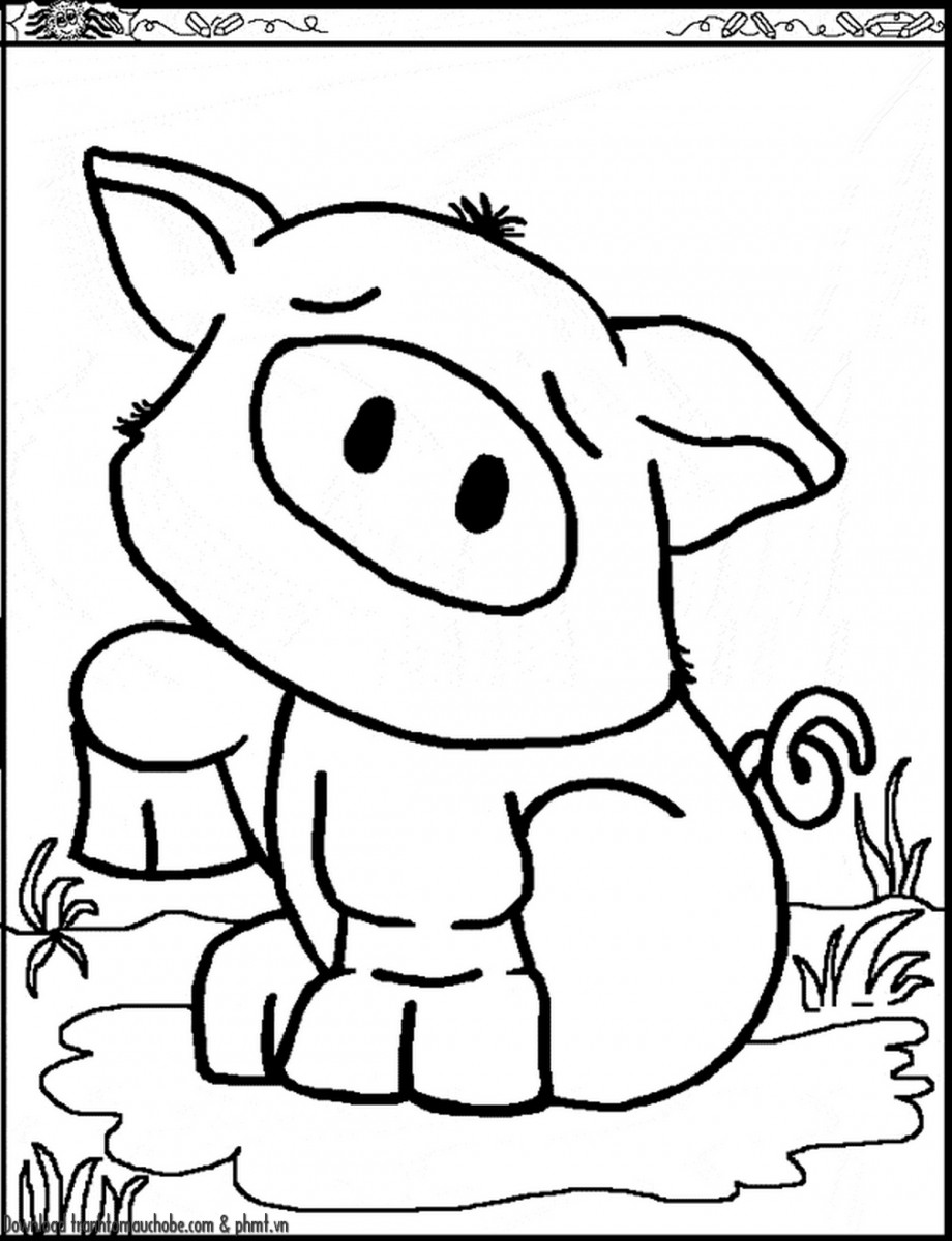 tranh to mau con heo ngo nghinh va de thuong 2
