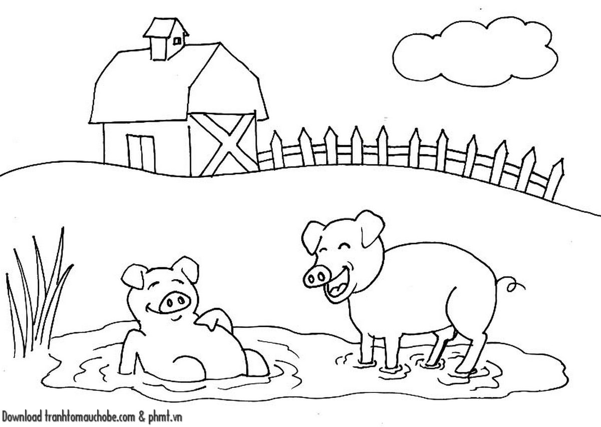 tranh to mau con heo ngo nghinh va de thuong 28