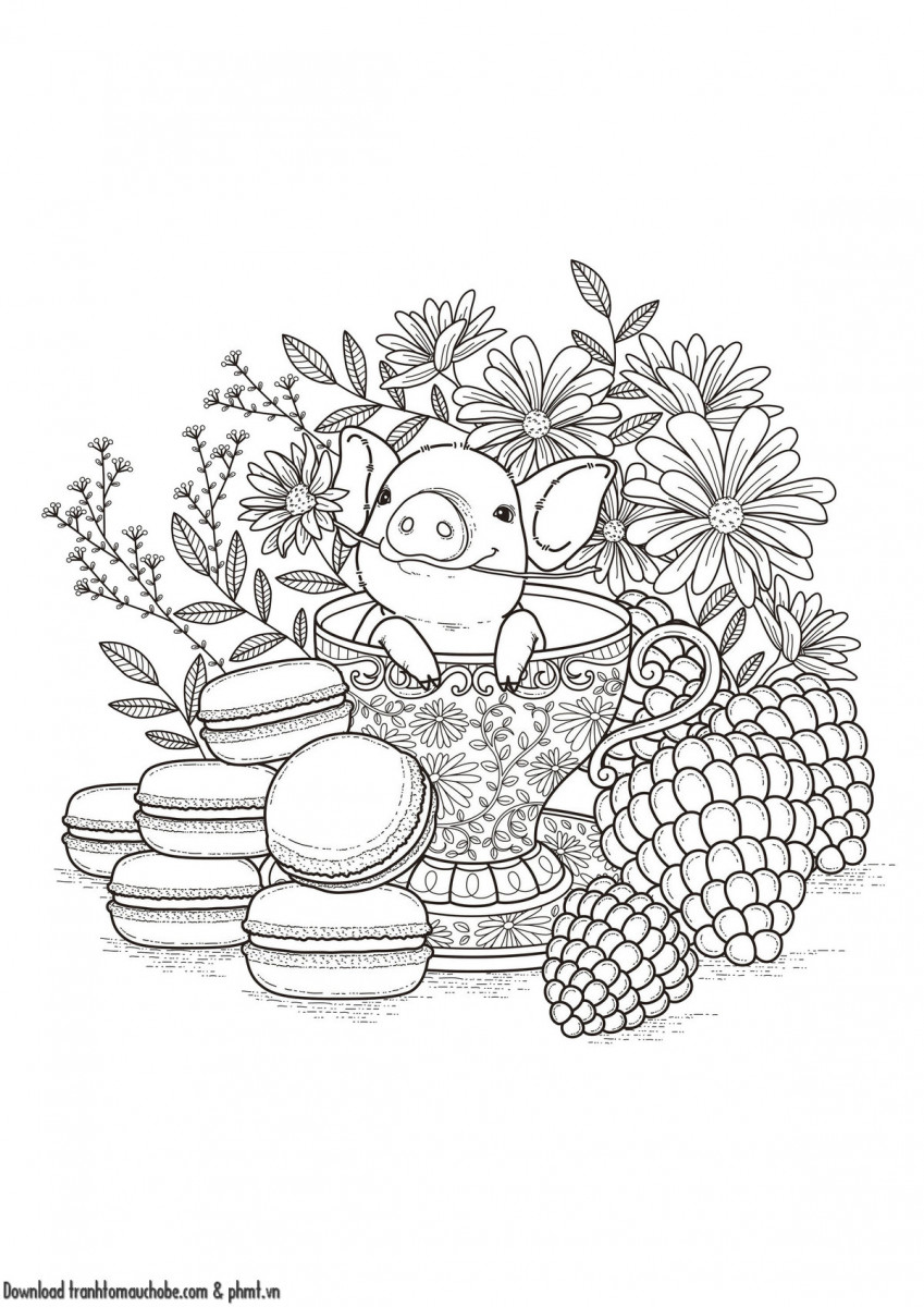 tranh to mau con heo ngo nghinh va de thuong 3