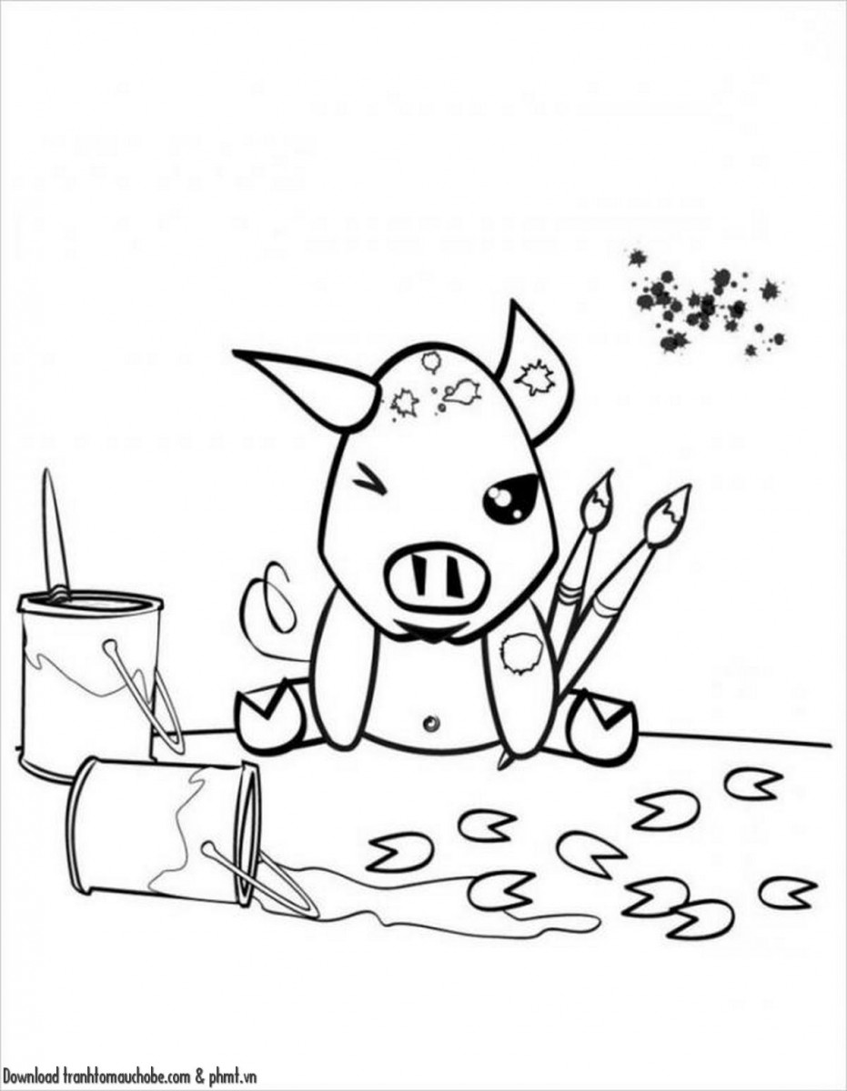 tranh to mau con heo ngo nghinh va de thuong 30