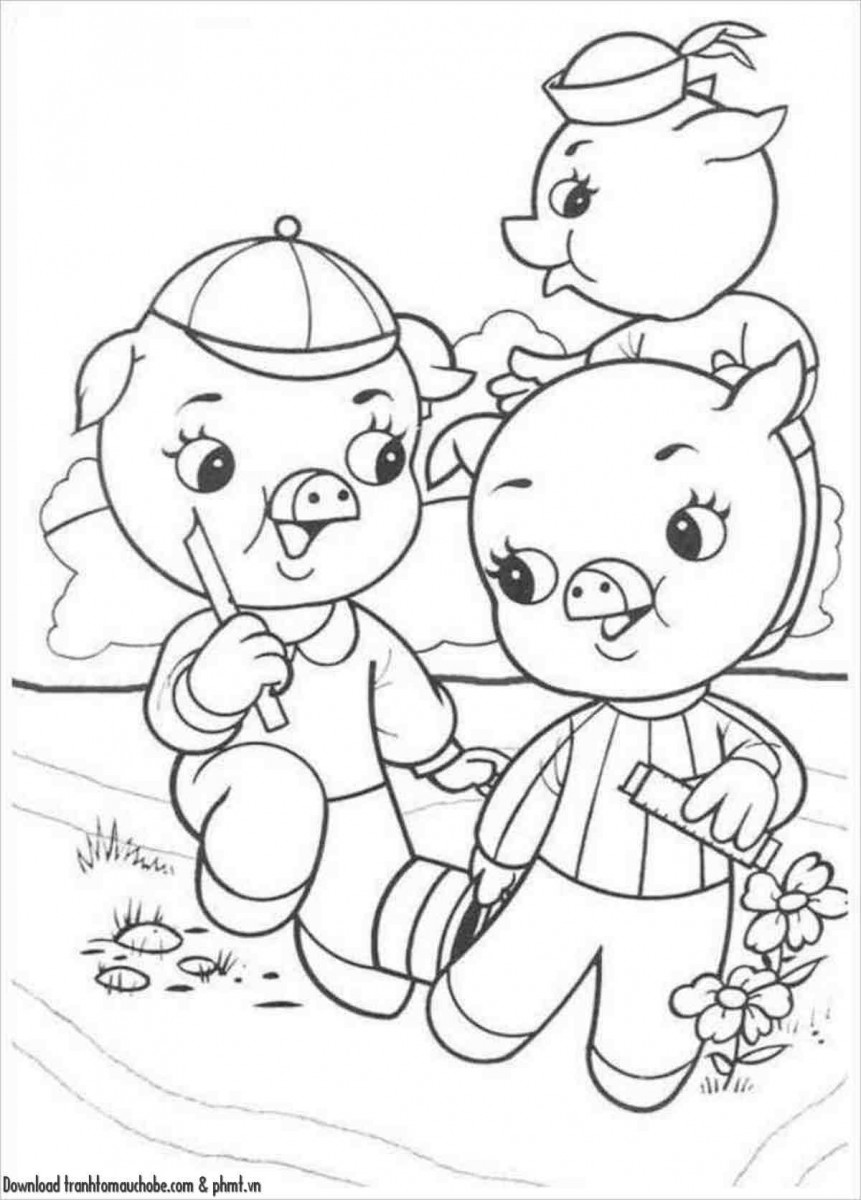 tranh to mau con heo ngo nghinh va de thuong 39