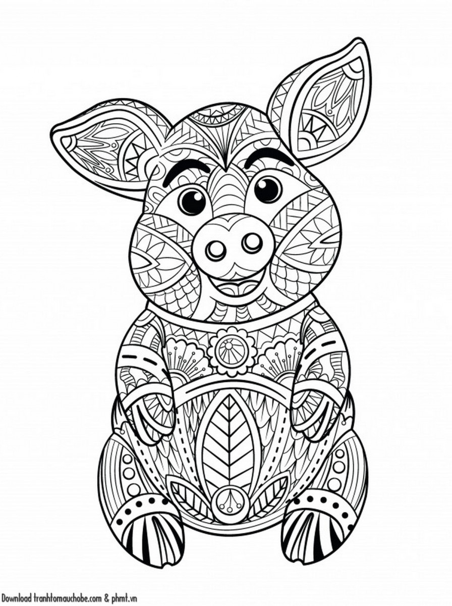 tranh to mau con heo ngo nghinh va de thuong 4