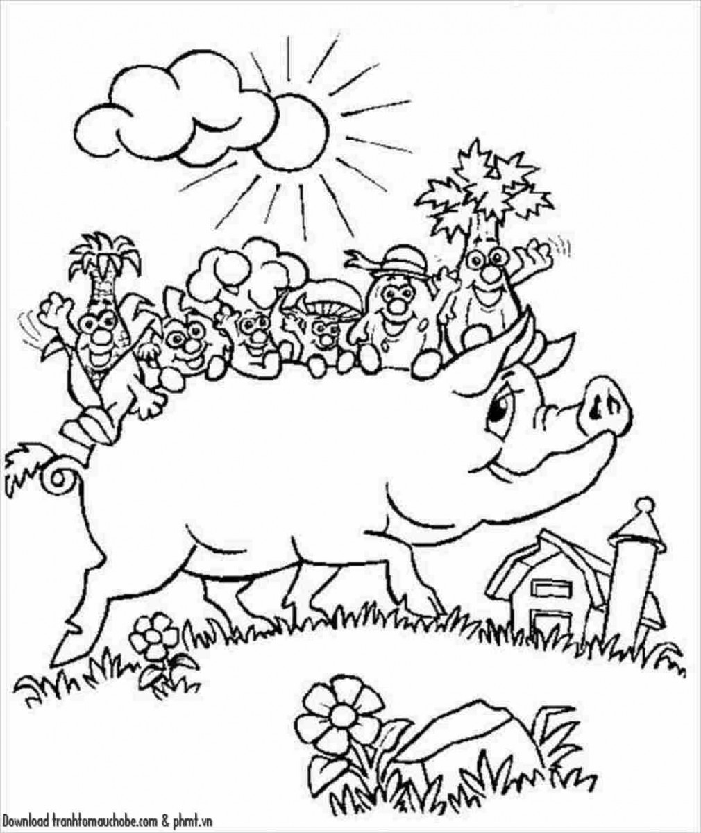 tranh to mau con heo ngo nghinh va de thuong 44