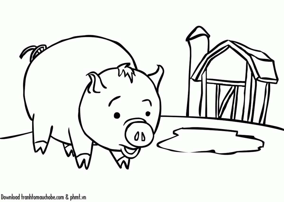 tranh to mau con heo ngo nghinh va de thuong 7