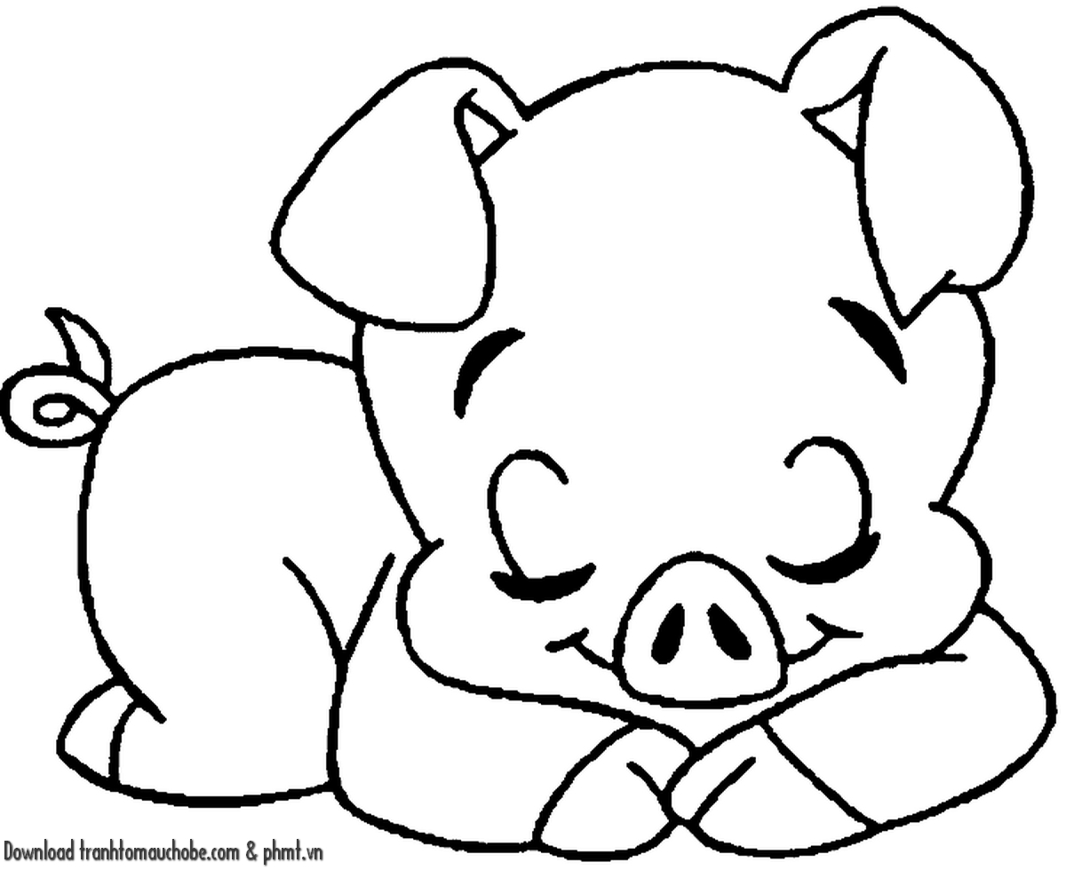 tranh to mau con heo ngo nghinh va de thuong 9